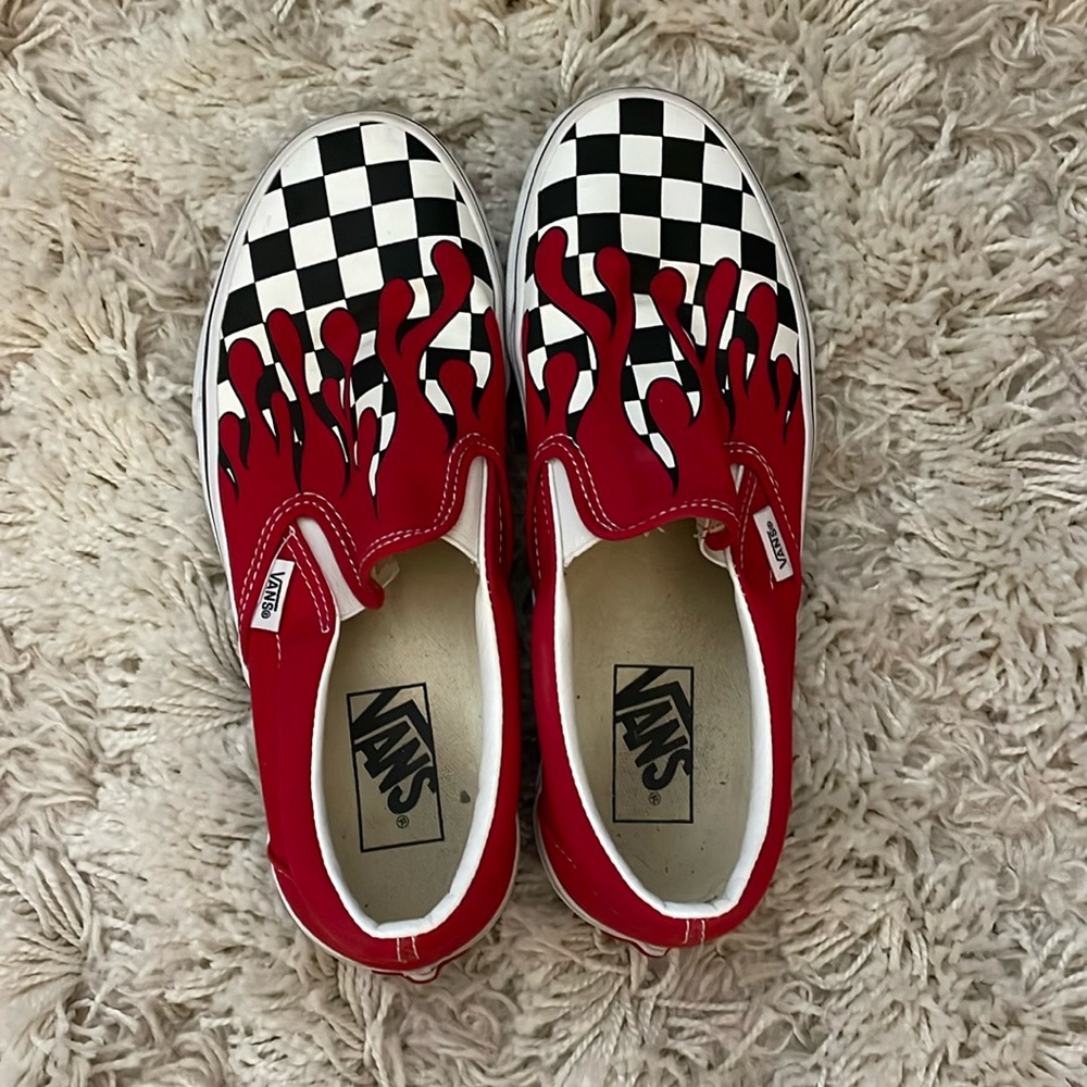Flame checkered vans